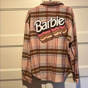 Barbie Lightweight Women’s Flannel Button Up Long Sleeve Shirt